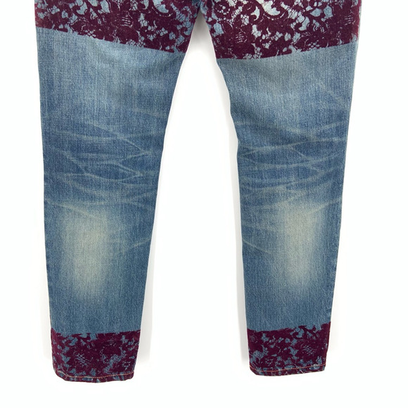 NWT Jun Takahaski Undercover Womens 2‎ Jeans Tapered Leg Blue Flocked 2YK 90s - Picture 6 of 12